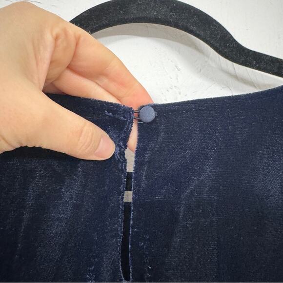 J Crew Blue Velvet Mini Dress Womens 4 Casual Fall Long Sleeve Classic Preppy - Picture 11 of 12